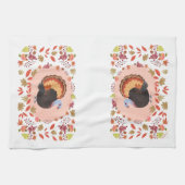 Erntedank Türkei und Herbstlaub Geschirrtuch (Horizontal)