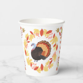 Erntedank Türkei und Herbstlaub Papier Cups Pappbecher