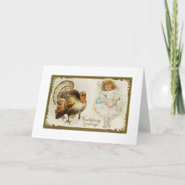 Erntedank Türkei und kleine Girl-Grußkarte Feiertagskarte