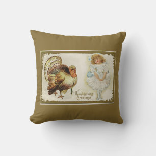 Erntedank Türkei und kleine Mädchen reversible Kissen