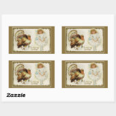 Erntedank Türkei und Little Girl Rechteckiger Aufkleber (Blatt)