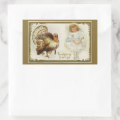 Erntedank Türkei und Little Girl Rechteckiger Aufkleber (Tasche)