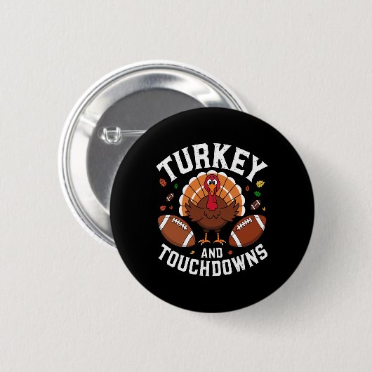 Erntedank Türkei und Touchdowns Fußball Design Button (Vorne & Hinten)