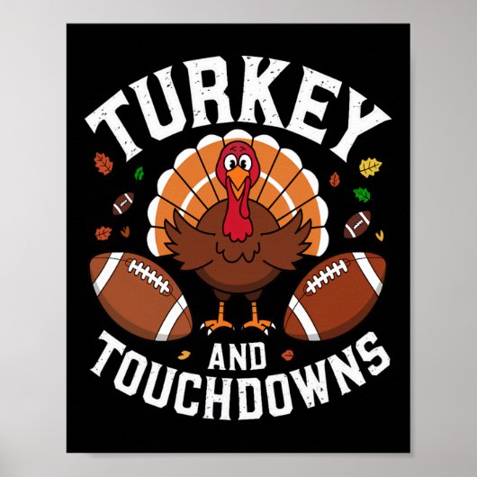 Erntedank Türkei und Touchdowns Fußball Design Poster (Vorne)