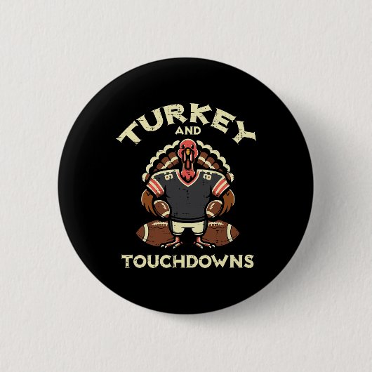 Erntedank Türkei und Touchdowns Fußball Männer Bo Button (Vorderseite)