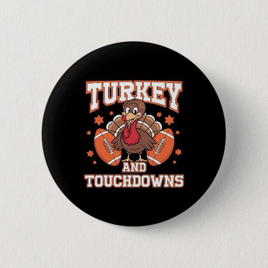 Erntedank Türkei und Touchdowns Fußball Männer Ki Button (Vorderseite)