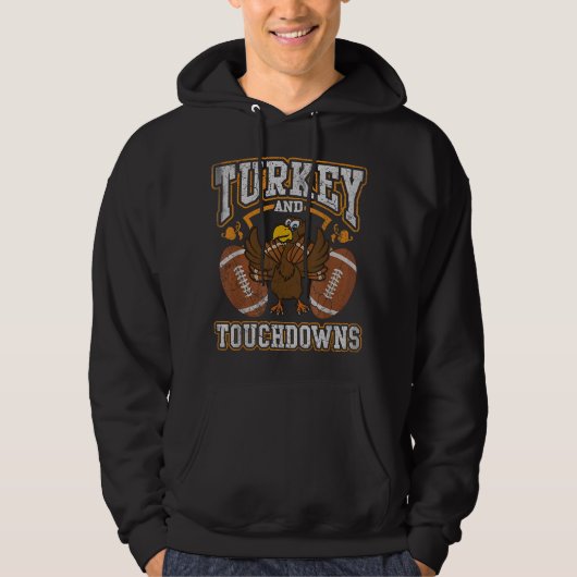 Erntedank Türkei und Touchdowns Fußball Männer Ki Hoodie (Vorderseite)
