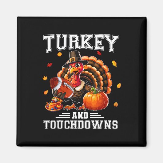 Erntedank Türkei und Touchdowns Fußball Männer Ki Magnet (Vorne)