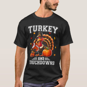 Erntedank Türkei und Touchdowns Fußball Männer Ki T-Shirt