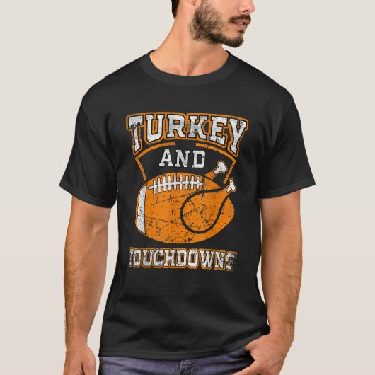 Erntedank Türkei und Touchdowns Fußball Männer Ki T-Shirt (Vorderseite)