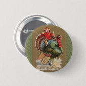 Erntedank Türkei Vintage Grüße Button (Vorne & Hinten)