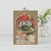 Erntedank Türkei Vintage Grüße Einladung (Stehend Vorderseite)