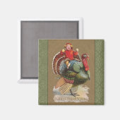 Erntedank Türkei Vintage Grüße Magnet (Vorderseite/Rückseite)