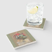 Erntedank Türkei Vintage Grüße Steinuntersetzer (Seitenansicht)