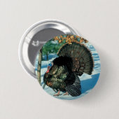 Erntedank Türkei Weihnachts-Bird Winterurlaub Button (Vorne & Hinten)