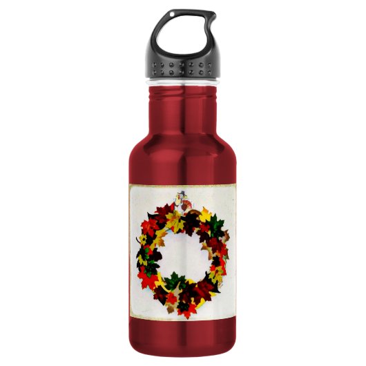 Erntedank Türkei Wreath Trinkflasche (Vorderseite)