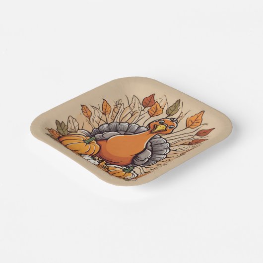 Erntedank Türkei Wüstenplatte Pappteller (Gewinkelt)