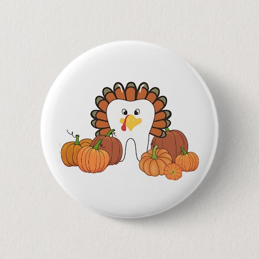 Erntedank Türkei Zahnzahnzähne Button (Vorderseite)