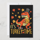 Erntedank Türkei Zeit Fall Leaf Dinosaurier 1 Einladung (Vorderseite)
