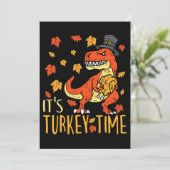 Erntedank Türkei Zeit Fall Leaf Dinosaurier 1 Einladung (Stehend Vorderseite)