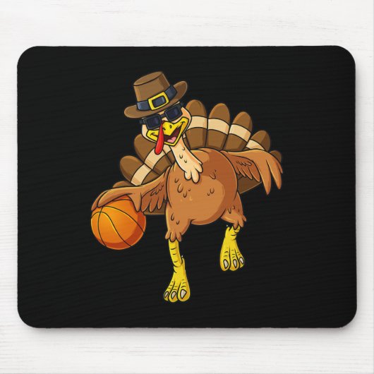Erntedank Turkey Basketball Player Fun Boys Gir Mousepad (Vorne)