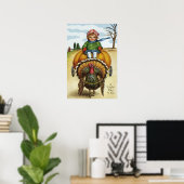 Erntedank Turkey Boy Riding Pumpkin Poster (Heimbüro)