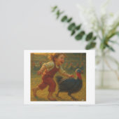 Erntedank Turkey Chase, Postkarte (Stehend Vorderseite)