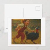 Erntedank Turkey Chase, Postkarte (Vorne/Hinten)