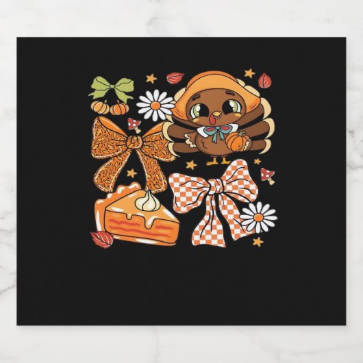 Erntedank Turkey Coquette Classic T - Shirt Schaumweinetikett (Einzelnes Label)