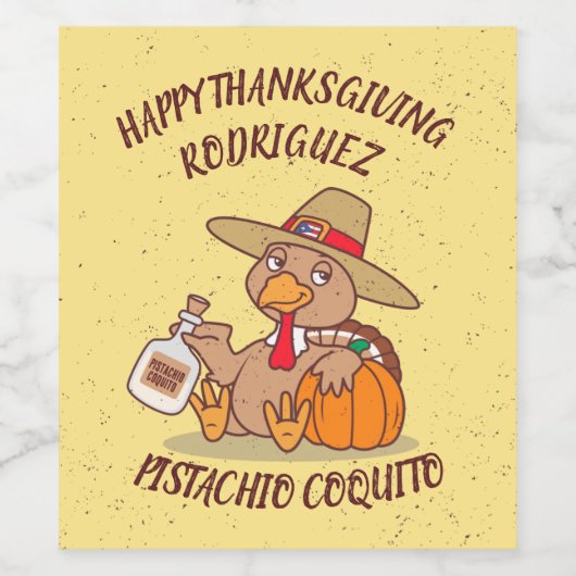Erntedank Turkey Coquito Weinetikett (Einzelnes Label)