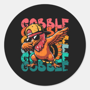 Erntedank Turkey Dab Gobble Funny Kleinkind Boys Runder Aufkleber