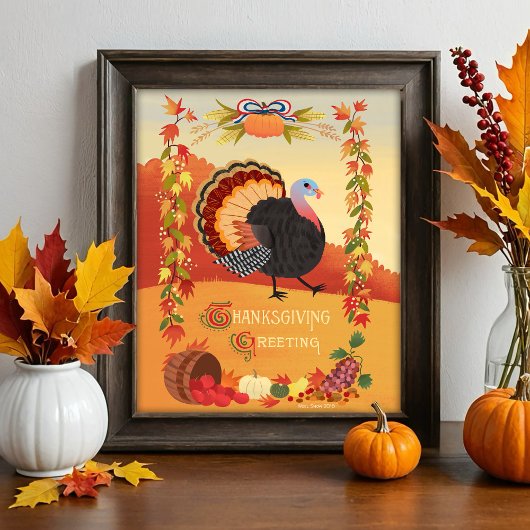 Erntedank Turkey Fall Harvest Art Print Poster