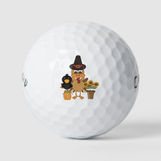 Erntedank Turkey Friends Golfball (Vorderseite)