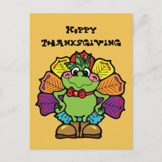 Erntedank Turkey Frog Feiertagspostkarte