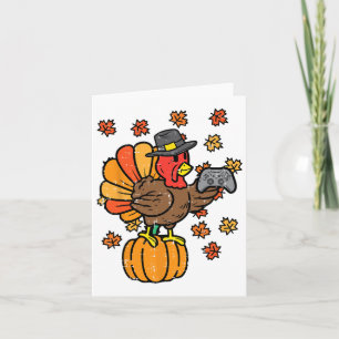 Erntedank Turkey Gamer Gaming Herbstboten Kinder Karte