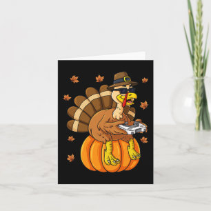 Erntedank Turkey Gamer Pumpkin Boys Kinder Teens Karte