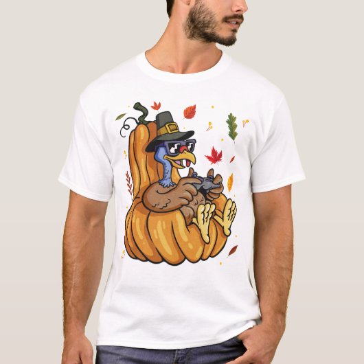 Erntedank Turkey Gamer Tshirt Funny Fall Saison (Vorderseite)