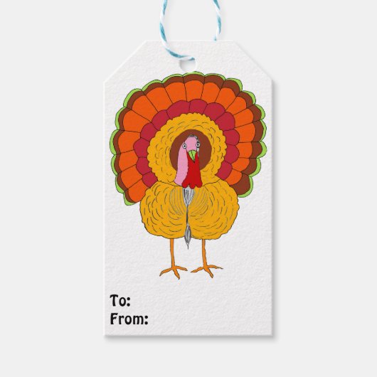 Erntedank Turkey Gift Tags Geschenkanhänger (Vorderseite)