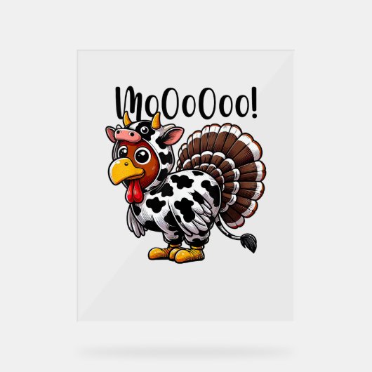 Erntedank Turkey Moo Cow Head Funny Fall Männer Wo Acrylschild (Vorderseite)