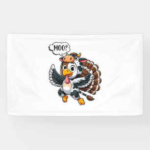 Erntedank Turkey Moo Cow Head Funny Fall Männer Wo Banner