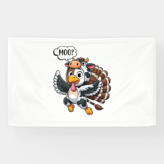 Erntedank Turkey Moo Cow Head Funny Fall Männer Wo Banner (Horizontal)