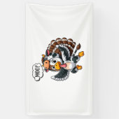 Erntedank Turkey Moo Cow Head Funny Fall Männer Wo Banner (Vertikal)