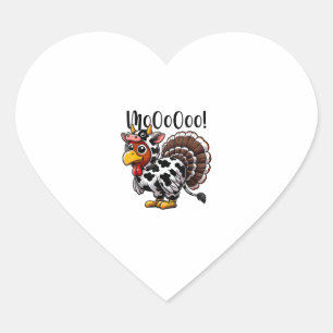 Erntedank Turkey Moo Cow Head Funny Fall Männer Wo Herz-Aufkleber