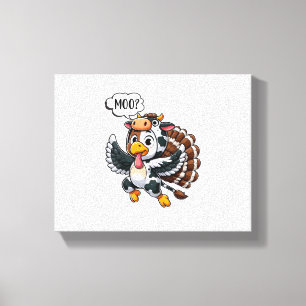 Erntedank Turkey Moo Cow Head Funny Fall Männer Wo Leinwanddruck