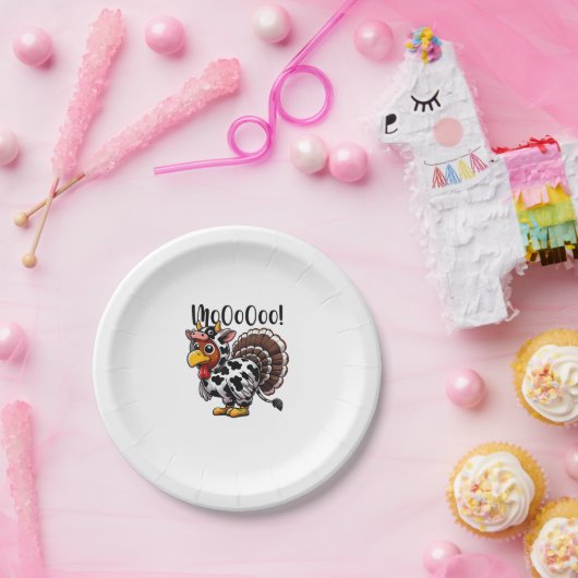 Erntedank Turkey Moo Cow Head Funny Fall Männer Wo Pappteller (Party)