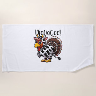 Erntedank Turkey Moo Cow Head Funny Fall Männer Wo Strandtuch