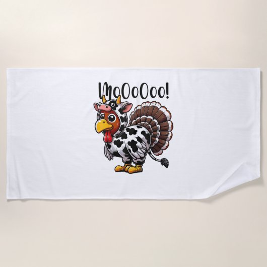 Erntedank Turkey Moo Cow Head Funny Fall Männer Wo Strandtuch (Vorderseite)