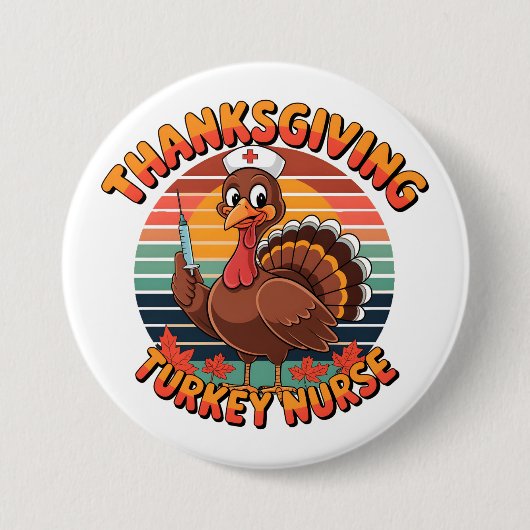 Erntedank Turkey Nurse Button (Vorderseite)