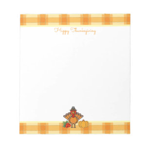 Erntedank Turkey Orange Gingham Shopping List Notizblock