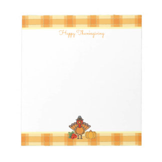 Erntedank Turkey Orange Gingham Shopping List Notizblock